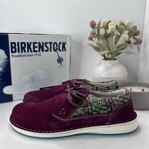 Birkenstocks Memphis Suede/Textile Shoes Burgundy Men 11 EU 44 NWB Comfort Shoe